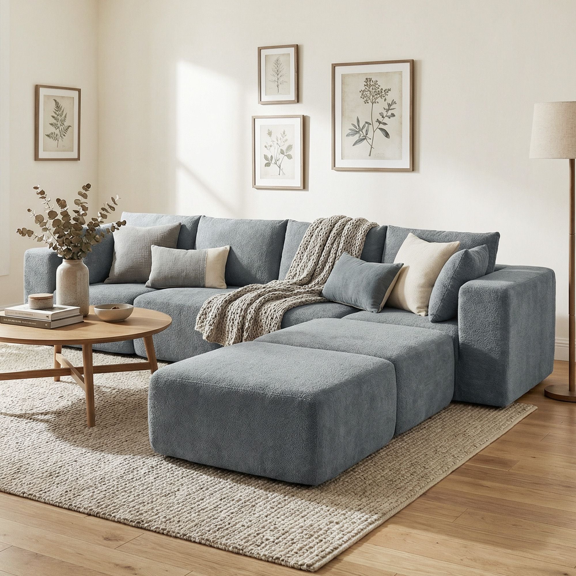 Modular Sectional Sofa, Boneless U-Shape Sectional Couch with 2