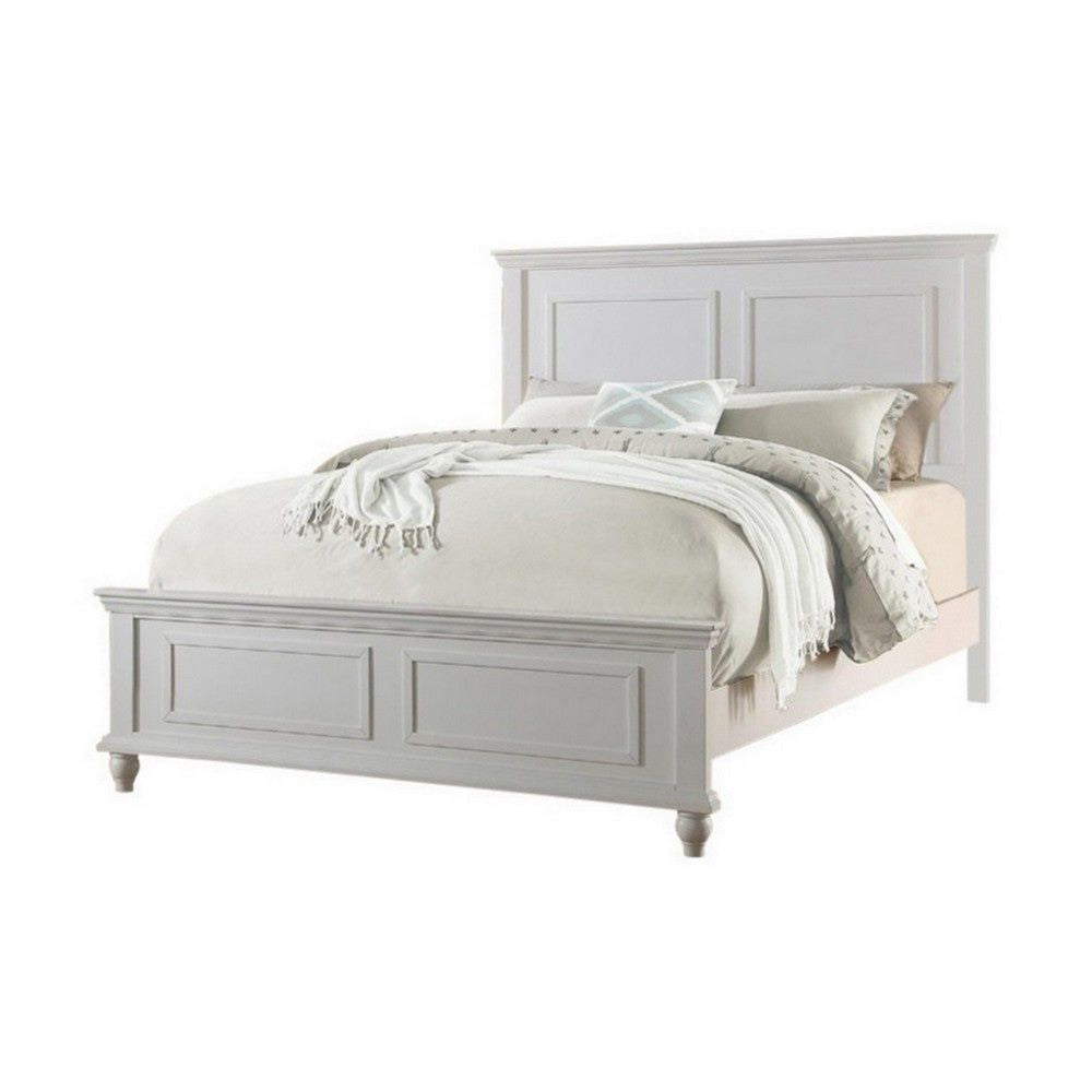 White Color Queen Size Bed Bedroom Furniture High Panel Headboard